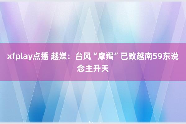 xfplay点播 越媒：台风“摩羯”已致越南59东说念主升天