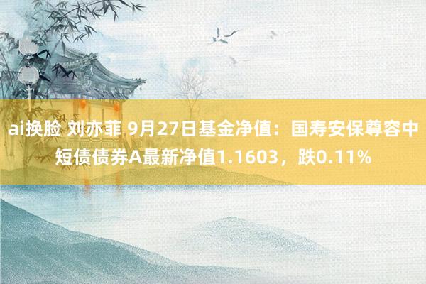 ai换脸 刘亦菲 9月27日基金净值：国寿安保尊容中短债债券A最新净值1.1603，跌0.11%