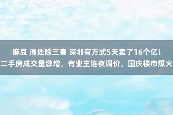 麻豆 周处除三害 深圳有方式5天卖了16个亿！二手房成交量激增，有业主连夜调价，国庆楼市爆火