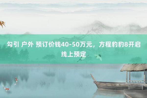 勾引 户外 预订价钱40-50万元，方程豹豹8开启线上预定