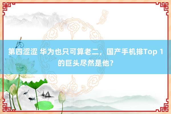 第四涩涩 华为也只可算老二，国产手机排Top 1的巨头尽然是他？