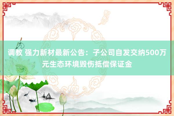 调教 强力新材最新公告：子公司自发交纳500万元生态环境毁伤抵偿保证金