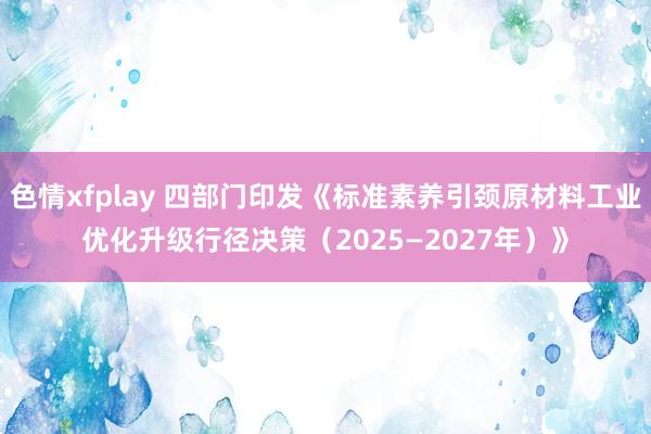 色情xfplay 四部门印发《标准素养引颈原材料工业优化升级行径决策（2025—2027年）》