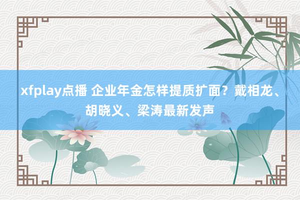 xfplay点播 企业年金怎样提质扩面？戴相龙、胡晓义、梁涛