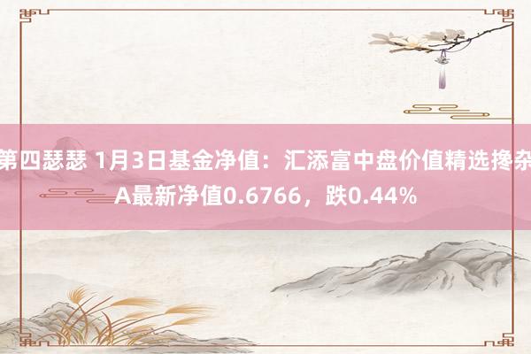 第四瑟瑟 1月3日基金净值：汇添富中盘价值精选搀杂A最新净值0.6766，跌0.44%