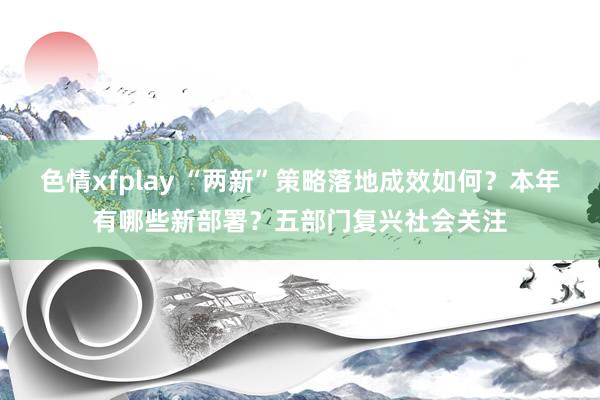 色情xfplay “两新”策略落地成效如何？本年有哪些新部署