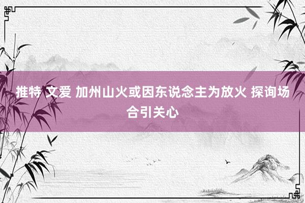 推特 文爱 加州山火或因东说念主为放火 探询场合引关心